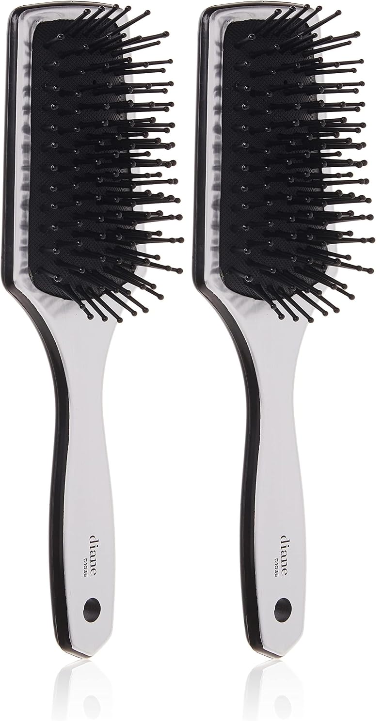 Diane Small Cushion Paddle Brush, 13-Row, Ideal for Medium to Thick Hair, Detangling and Smoothing, Silver