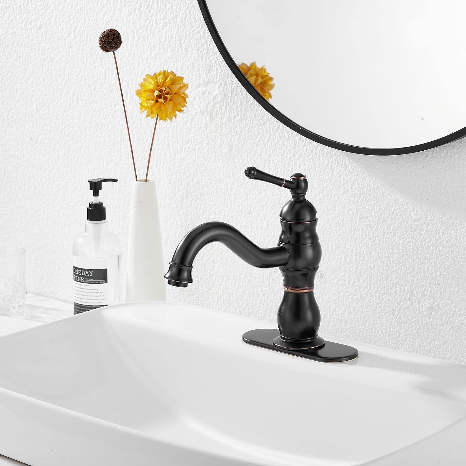 Oil Rubbed Bronze Bathroom Faucet Single Handle One Hole