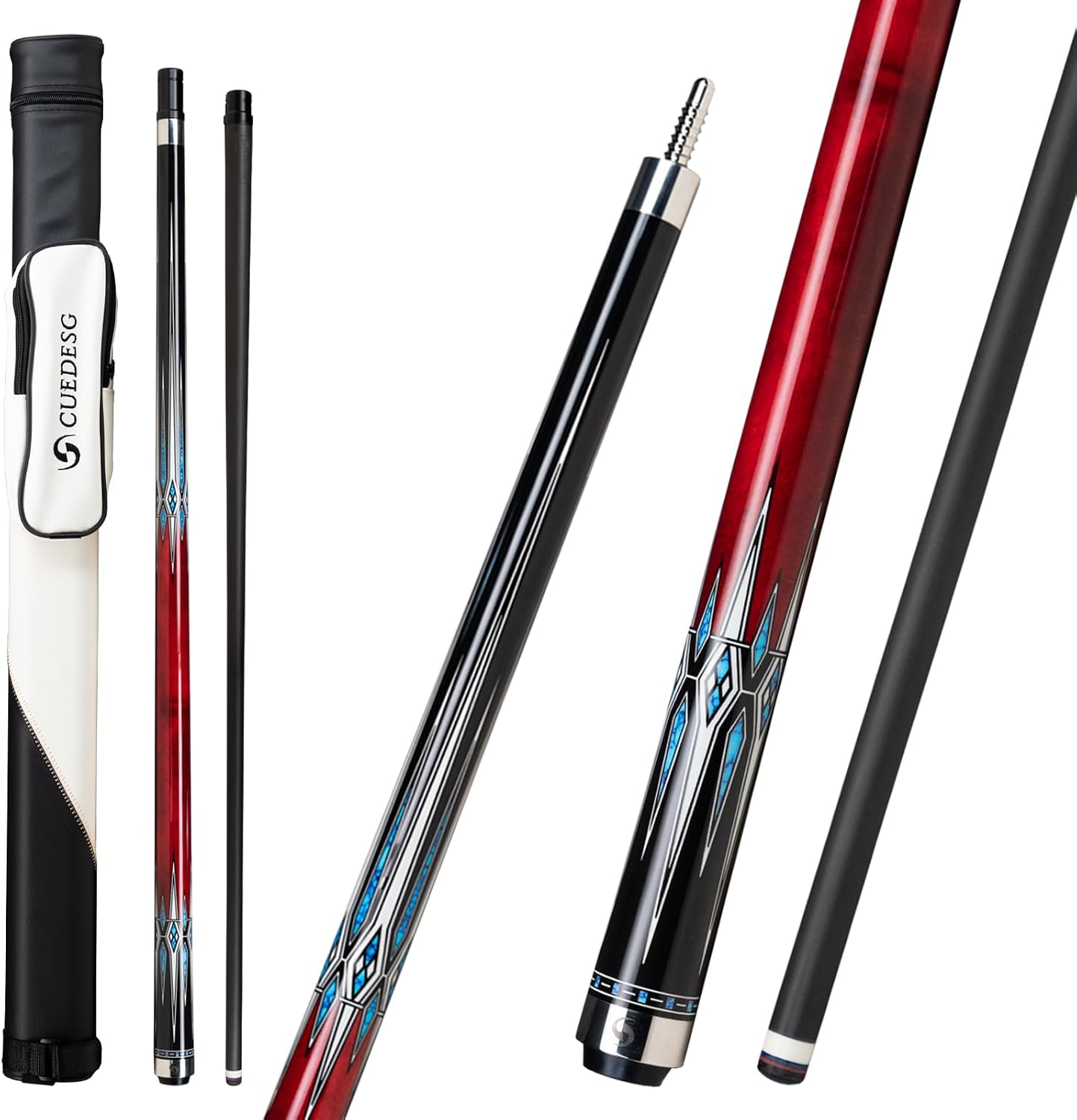 Carbon Fiber Pool Cue Stick 10.5mm/11.8mm/12.5mm,Low Deflection Pool Stick,Professional Cue Stick with Case