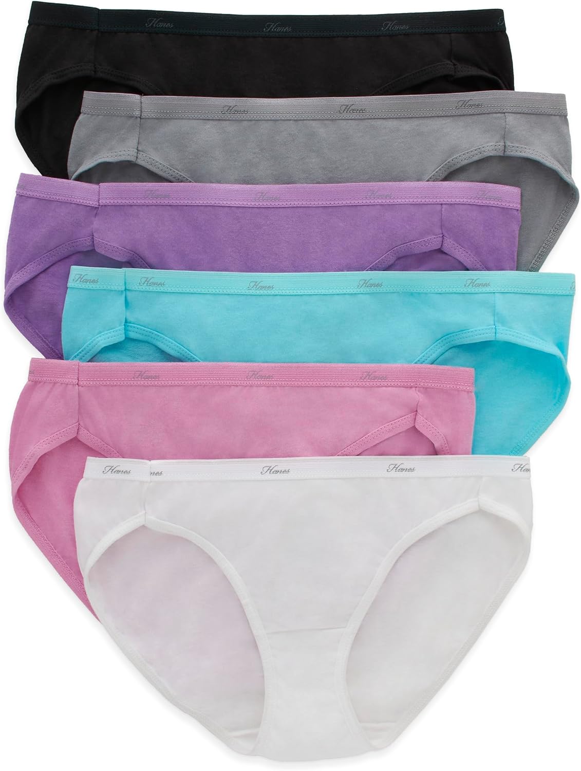 Hanes women's Hi-Cut Panties Pack, Lightweight Cotton Hi-Cuts, 6-Pack (Retired, Colors May Vary)