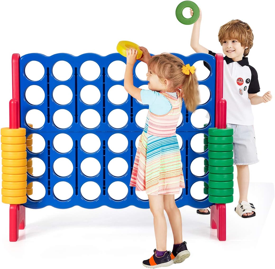 GLACER Giant 4-in-A-Row, Jumbo 4-to-Score Giant Game Set Backyard Games for Kids & Adults