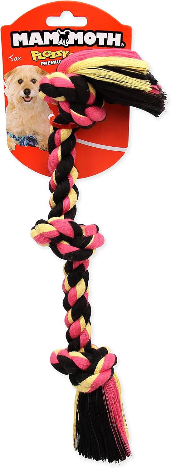 Mammoth Flossy Chews Color Rope Tug – Premium Cotton-Poly Tug Toy for Dogs – Interactive Dog Rope Toy – Tug Dog Chew Toy