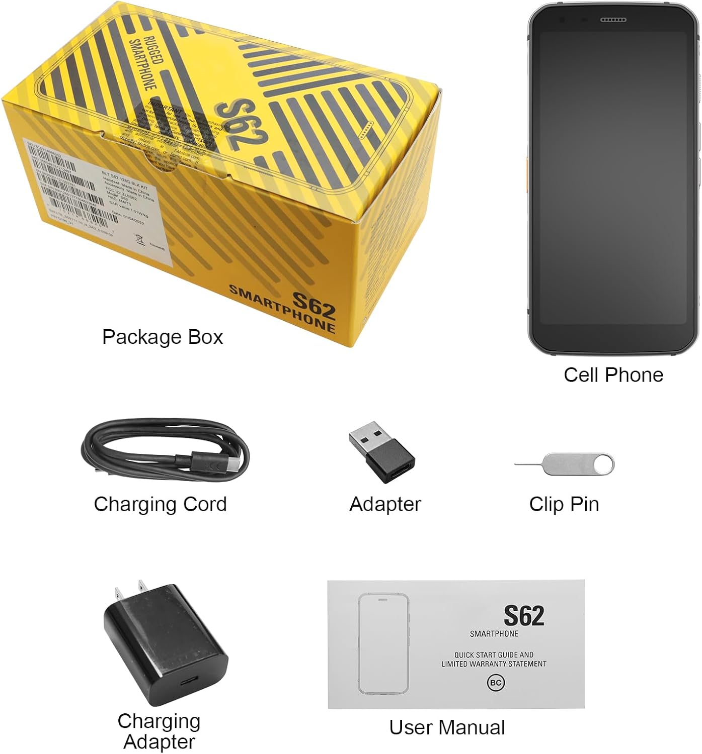Unifone S62 Unlocked Rugged Cell Phone (128GB, 4GB) 5.7" IP68 Waterproof Android Smartphone, 12MP Dual Camera, All Day Battery, NFC