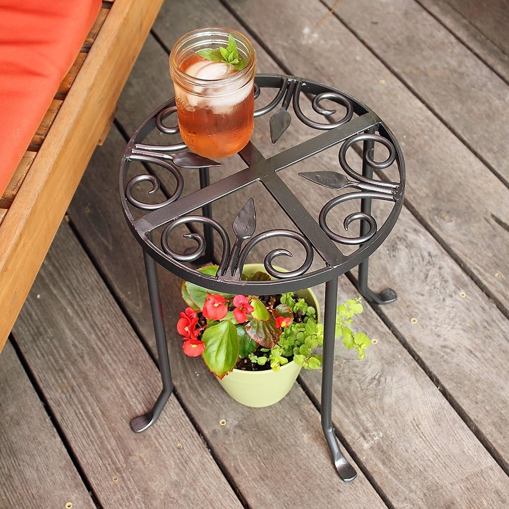 Achla Designs VTT-01 Round Trivet Wrought Iron Plant Stand, Graphite