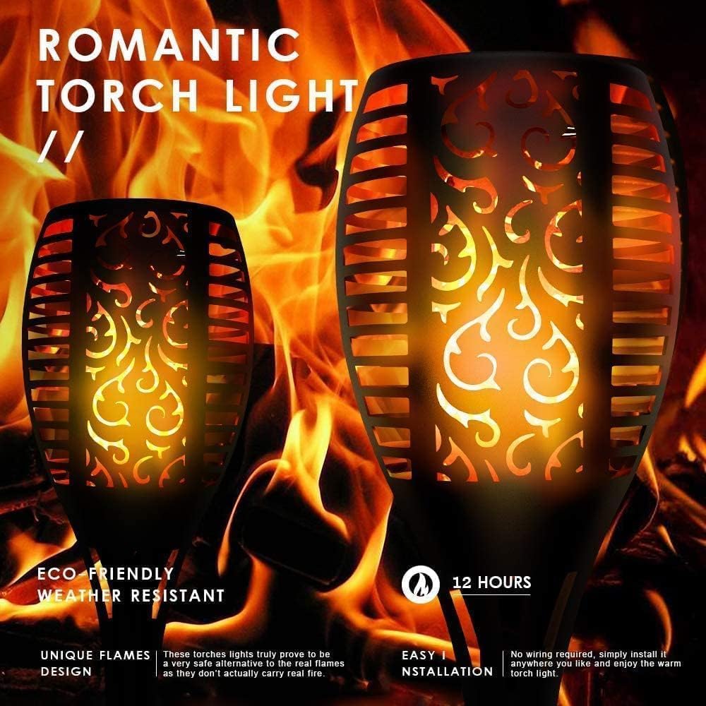 Swonuk 4 Pack Outdoor Solar Torch Lights, 33LEDs Solar Torches with Flickering Flame