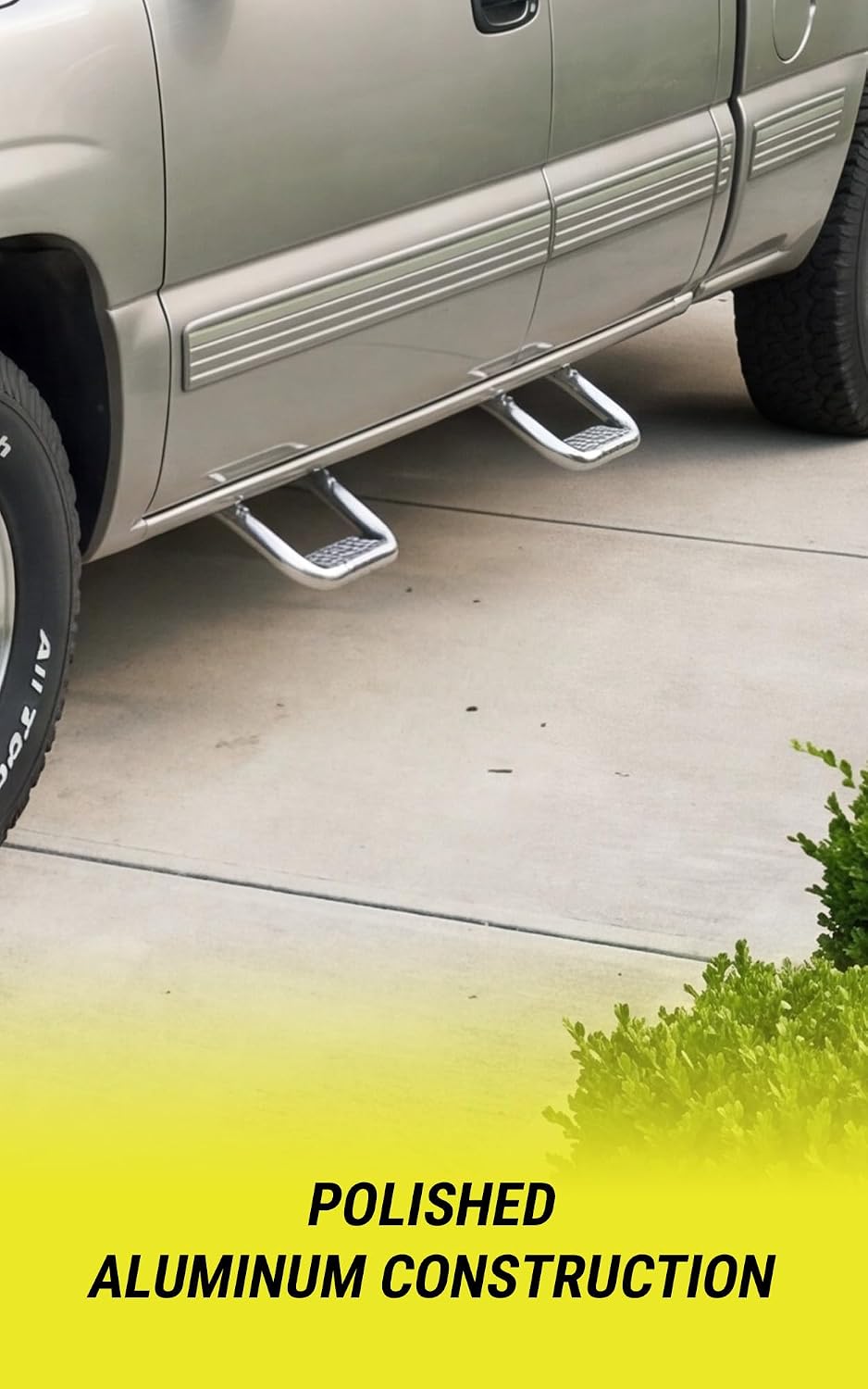 Bully AS-600 Polished Aluminum Universal Fit Truck Side Step Set of 2 for Trucks from Chevy (Chevrolet), Ford, Toyota, GMC, Dodge RAM