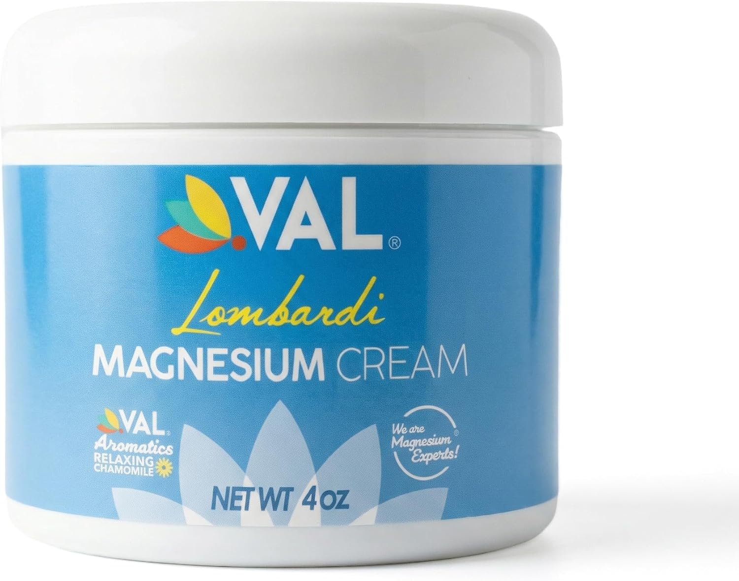 VAL Lombardi Magnesium Lotion, Nighttime Zechstein Magnesium Chloride Cream, Hydrating, Fast-Absorbing, Topical Magnesium for Feet, Legs, Arms, Chest - 4 Ounce (Pack of 1)