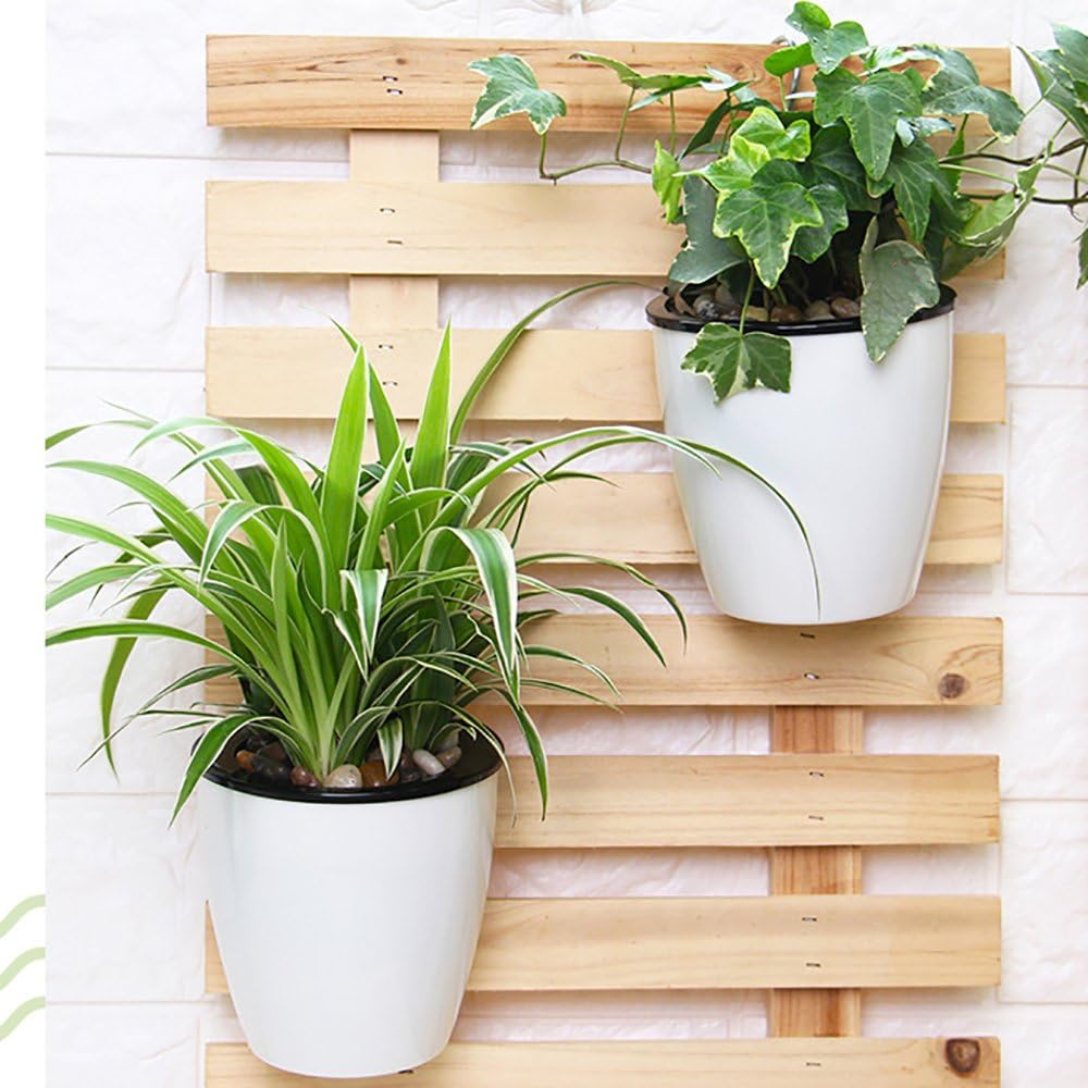 Sungmor Plastic Self Watering Wall Planter - Modern White & 3PC Pack | Large Size - Indoor Outdoor Vertical Flower Pot - Wall Mounted Window Hanging