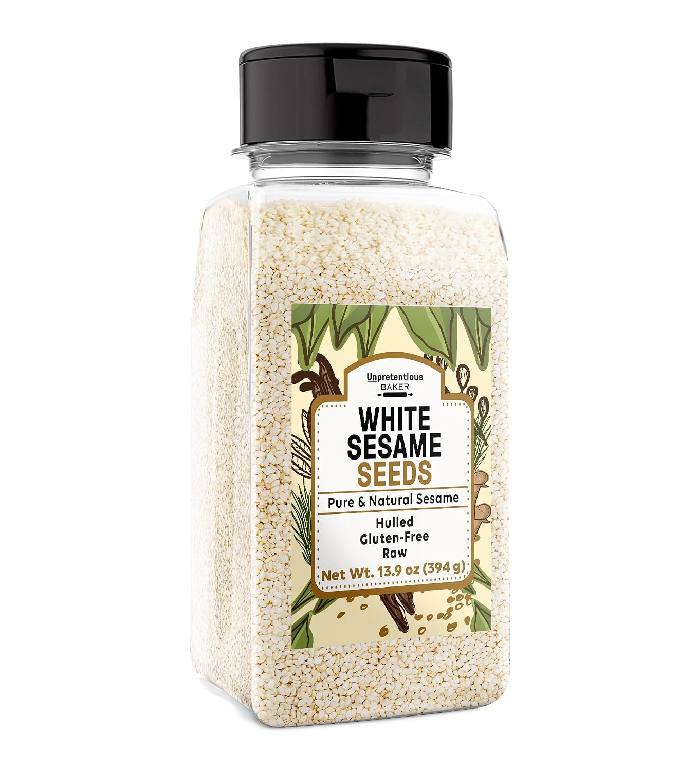 Unpretentious White Sesame Seeds, 2 Cups, Hulled, Natural, Mild Nutty Flavor