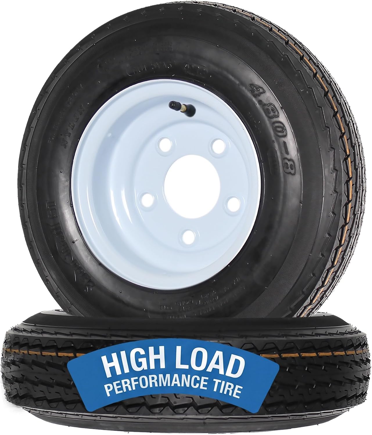 eCustomrim 2-Pack Trailer Tire Rim Assembly 4.80-8 480-8 LRC 5 Lug White | 4.80 X 8 8 Inch Load Range C 6 Ply Tire