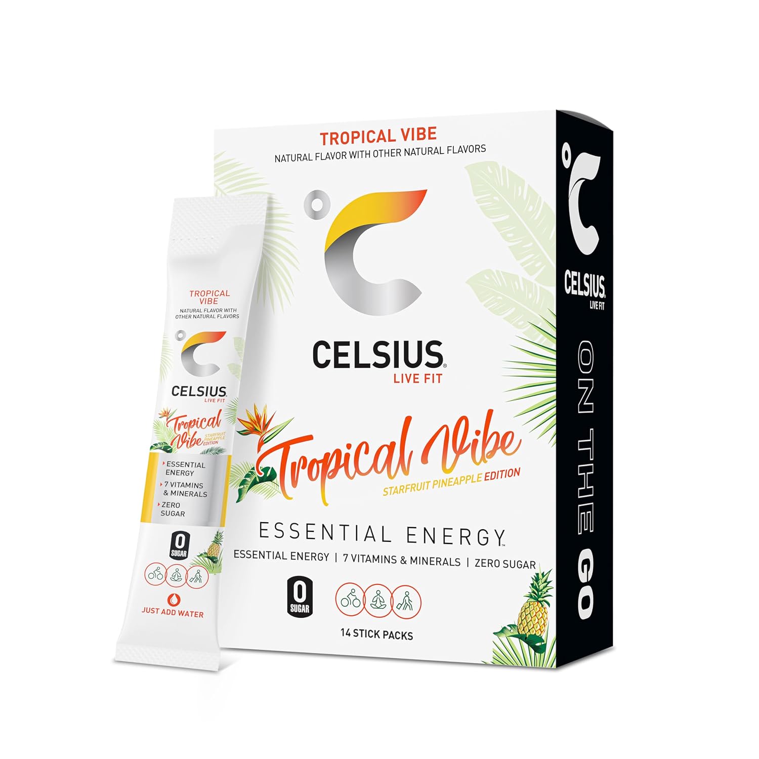 CELSIUS On-The-Go Powder Stick Packs, Zero Sugar (14 Sticks per Pack)
