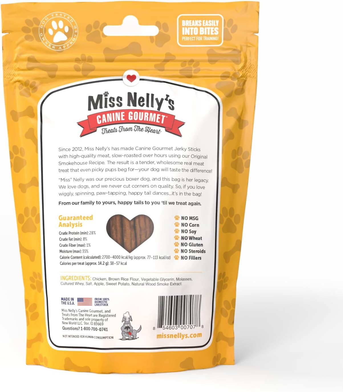 Miss Nelly's- All Natural Beef Jerky Dog Treats Made in USA Only, 16 oz Bag