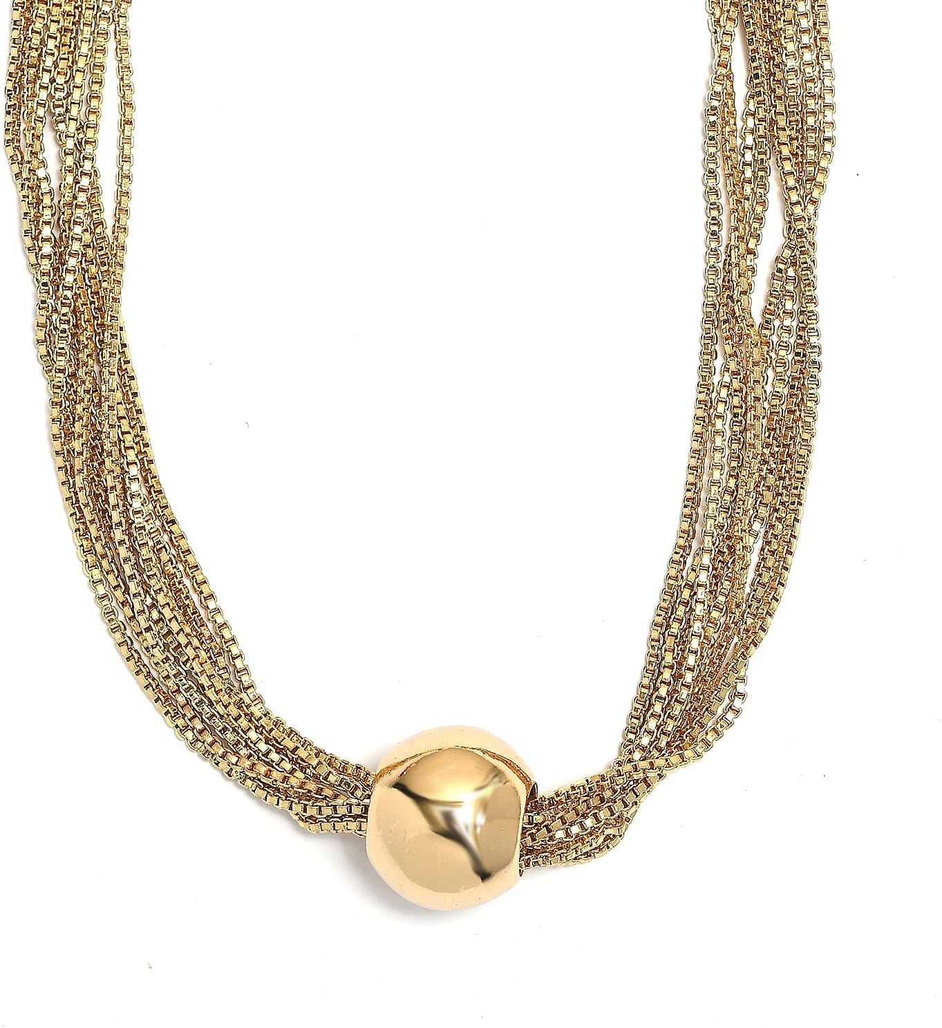 3 Piece Set Multi Layer Chain Necklace 15"Bracelet 7.50In Earrings