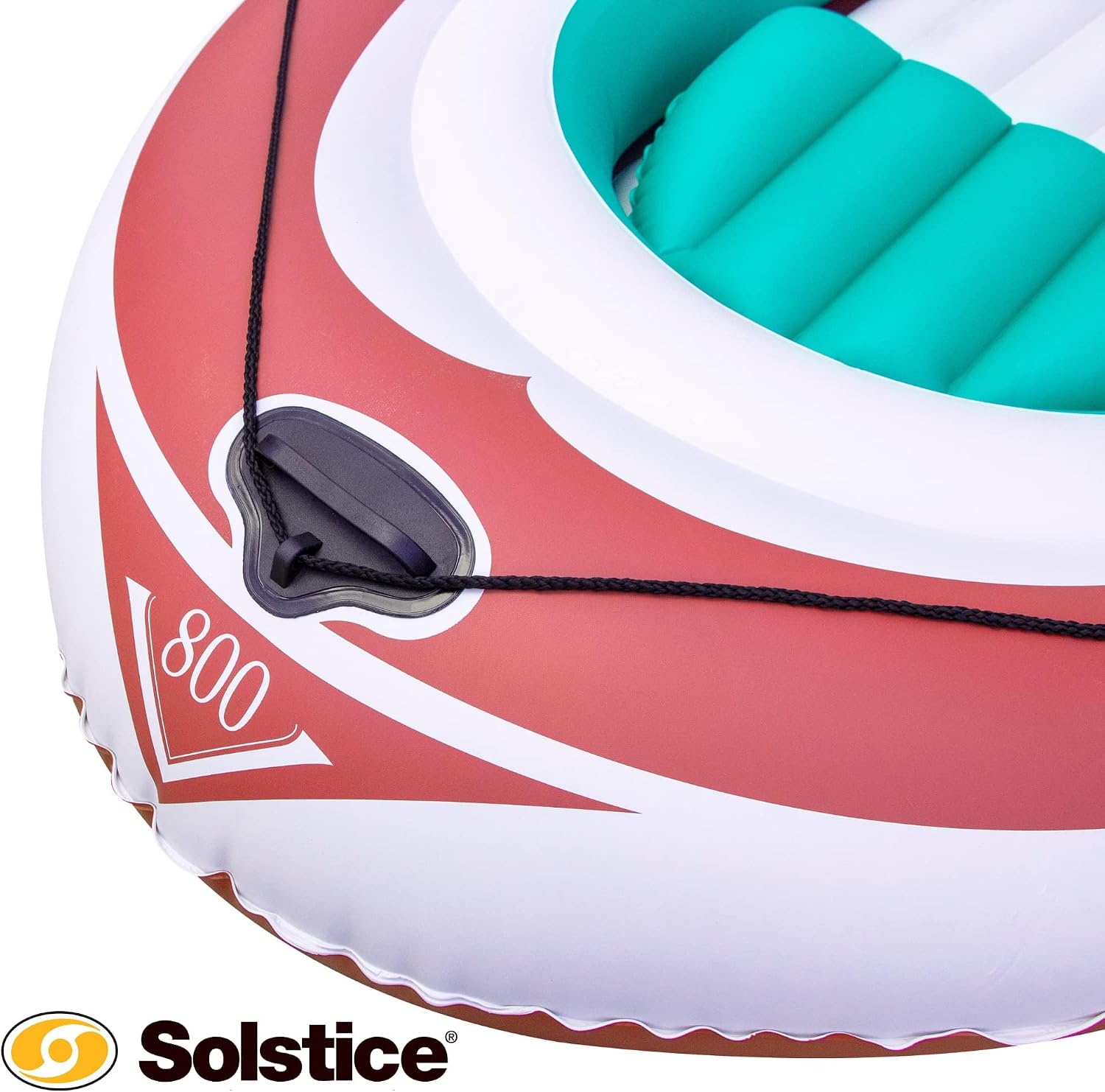 Solstice Voyager 4-Person Inflatable Fishing Boat with Dual Swivel Oar Locks and Rod -Holder, Motor Compatible 9' x 5'