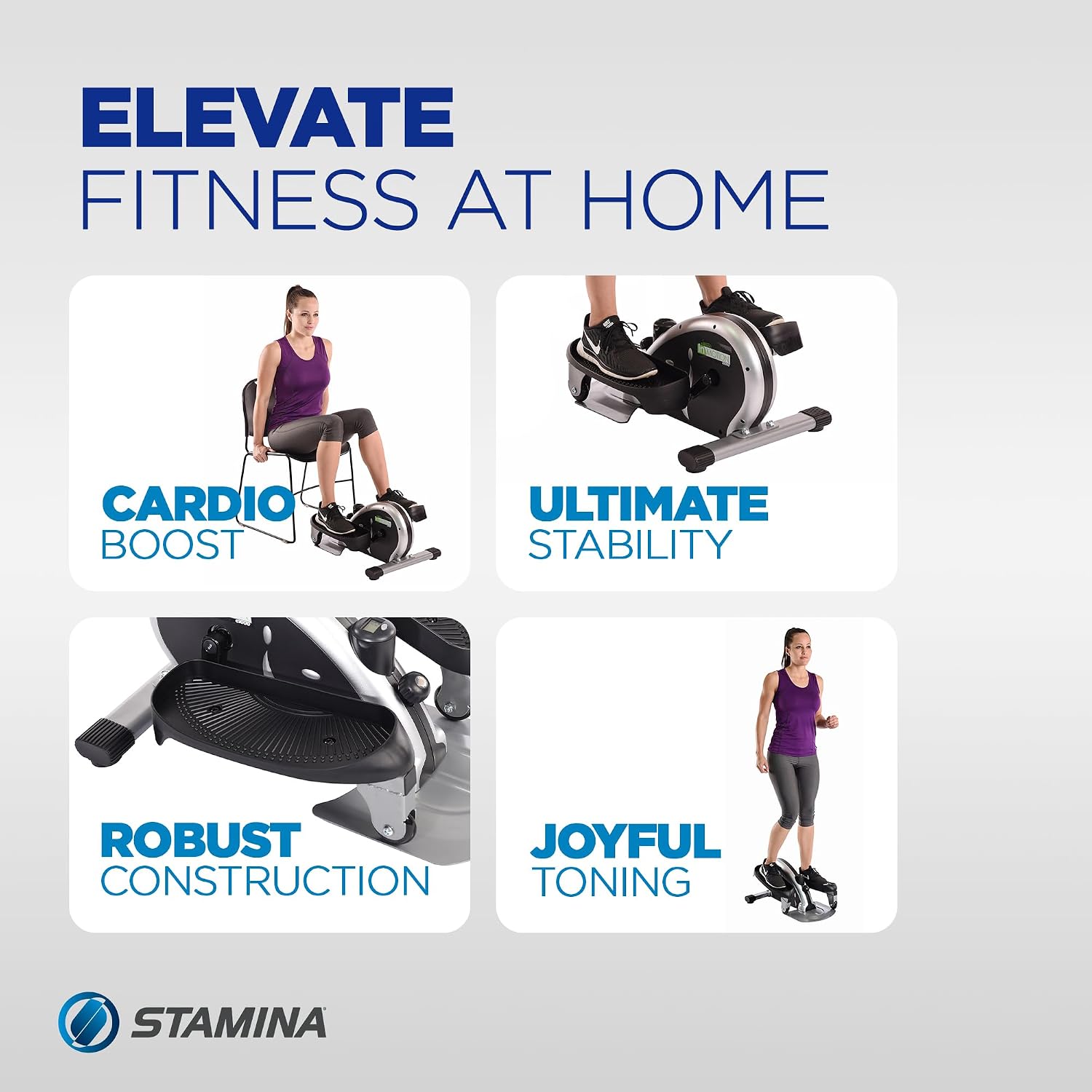 Stamina Inmotion Compact Strider Foot Exercise Machine - Under Desk Elliptical - Standing or Seated Elliptical Fitness Equipment