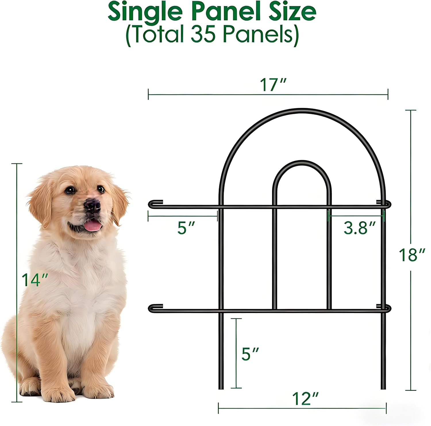 AMAGABELI 10 Panels 17in(H)×10ft(L) Decorative Garden Fences and Borders for Dogs No Dig Rustproof Metal Fence Panels Garden Edging Border Animal Barrier Fencing for Flower Beds Yard Patio Decor Black