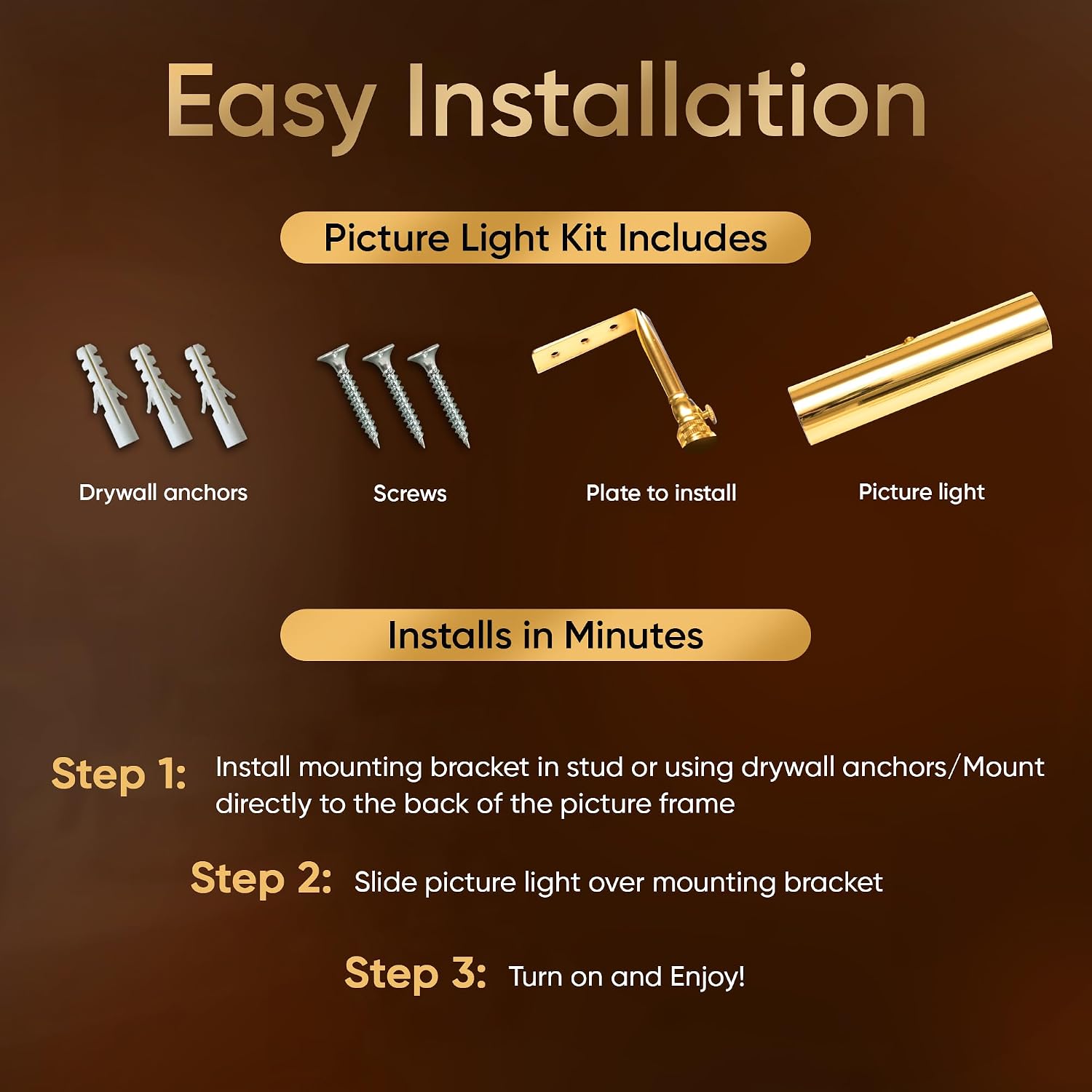Concept Lighting 102L Cordless Remote Control LED Picture Light- 11 1/2 inch Antique Brass With Silver Undertones