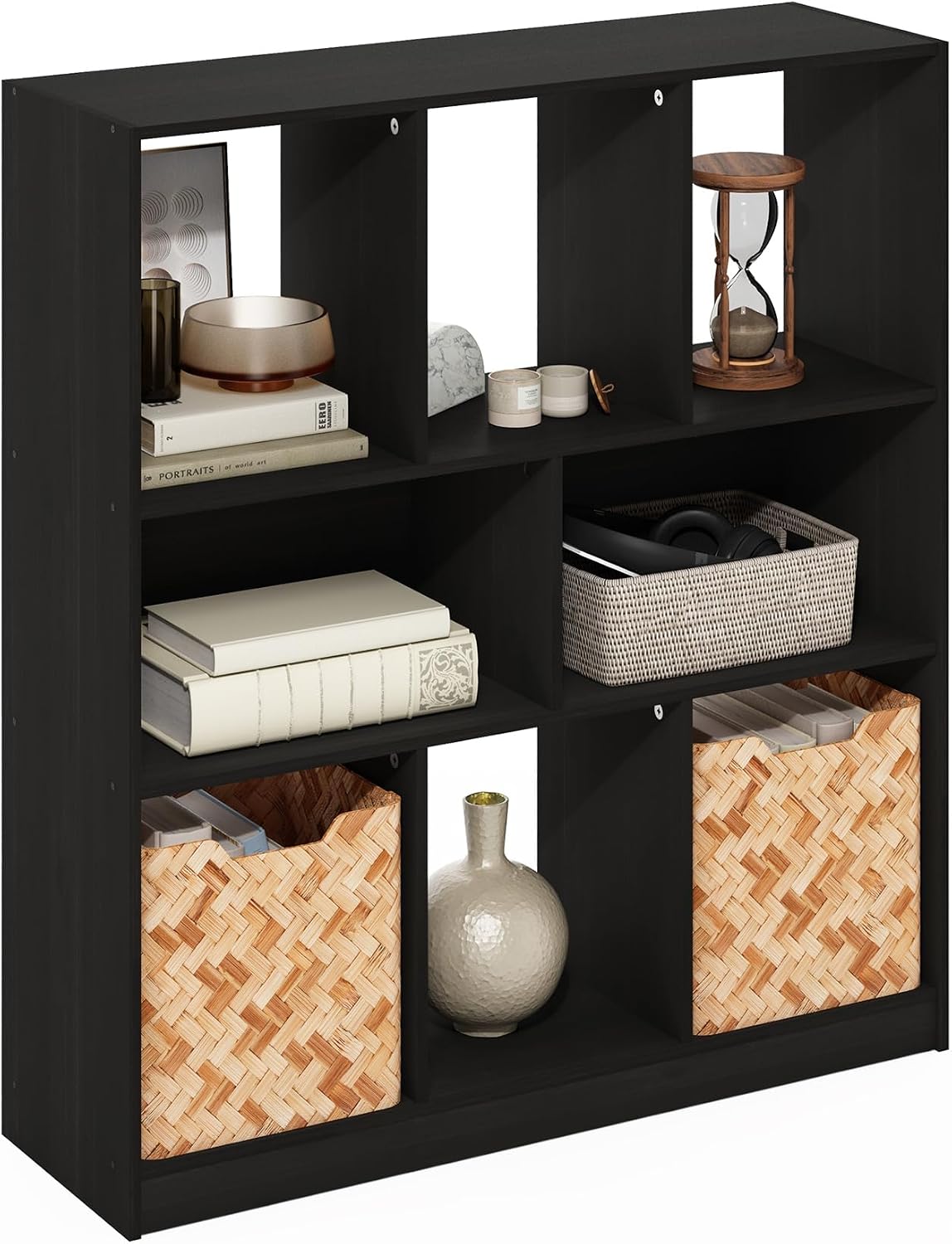 Furinno LUDER Book Shelf, 6-Tier Tall Modern Bookshelf, Bookcase with Open Shelves, 9.3 x 12 x 71, for Living Room, Bedroom, Home Office, White