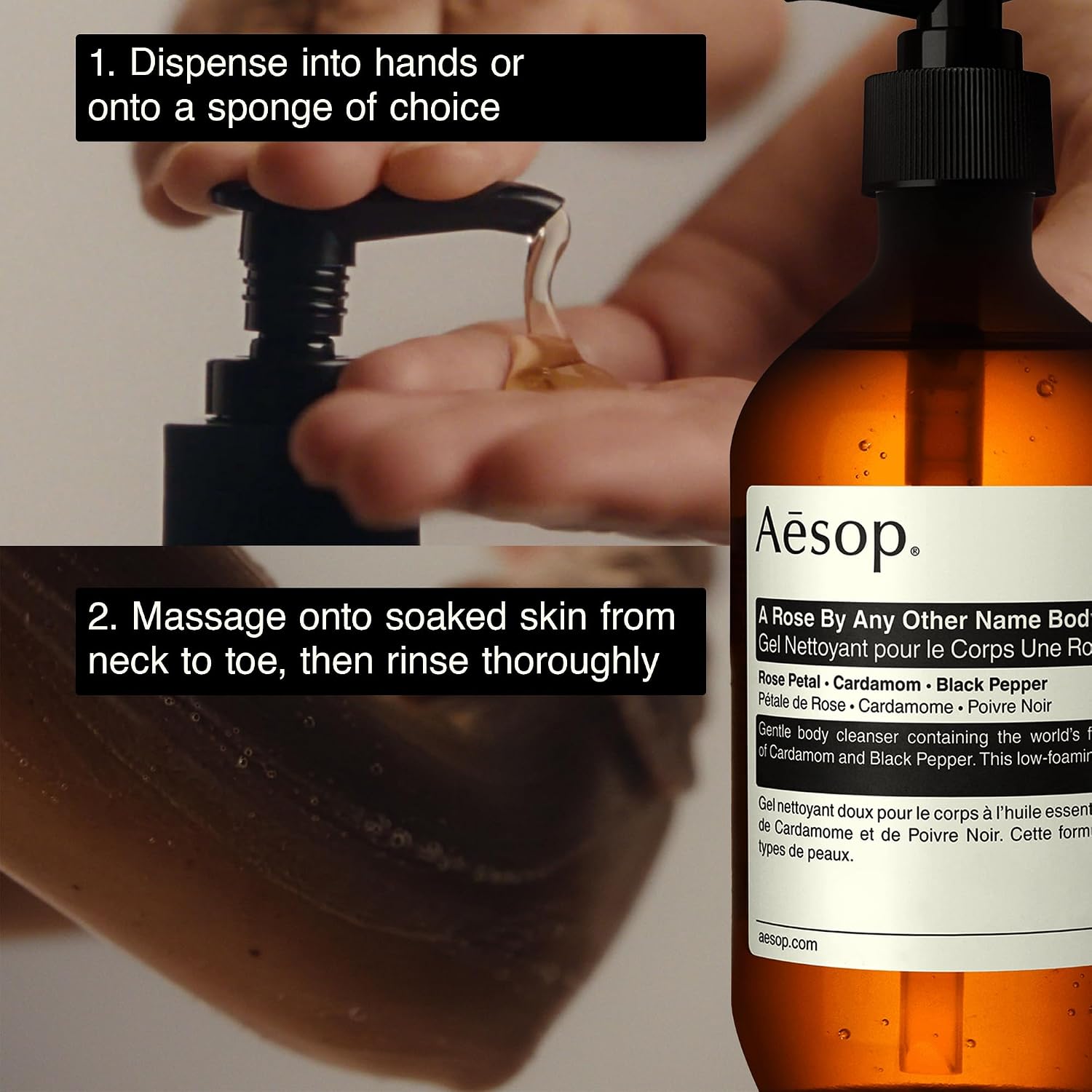 Aesop Geranium Leaf Body Cleanser | Gentle Shower Gel with Geranium, Mandarin and Bergamot Essential Oil Blend to Refresh & Balance Skin | 500 mL / 16.9 oz