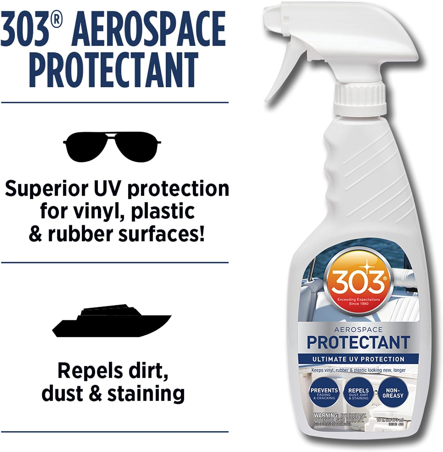 303 Products Marine Aerospace Protectant – UV Protection – Repels Dust, Dirt, & Staining – Smooth Matte Finish – Restores Like-New Appearance – 10 Fl. Oz. (30305)
