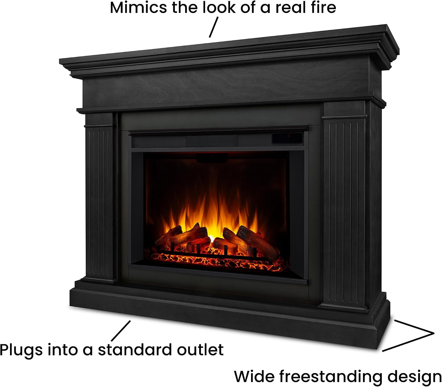 Real Flame Centennial Grand Electric Fireplace with Mantel for Living Room or Bedroom, Replaceable Fireplace Insert Heater