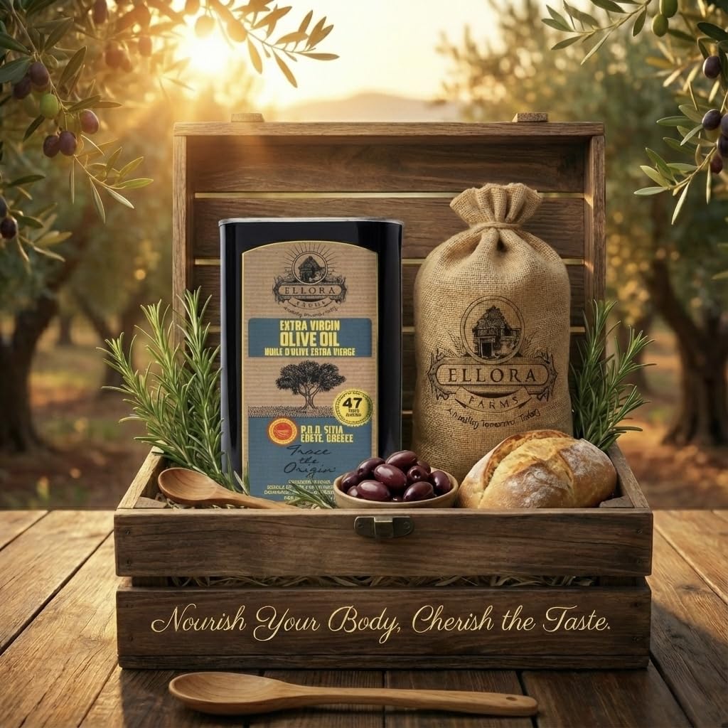 Ellora Farms Olive Oil Extra Virgin, Traceable & Certified PDO Polyphenol Rich Extra Virgin Olive Oil Cold Pressed, Global Gold Awards, Kosher, Single Origin from Crete, Greece 33.8 Fl oz, Pack of 2