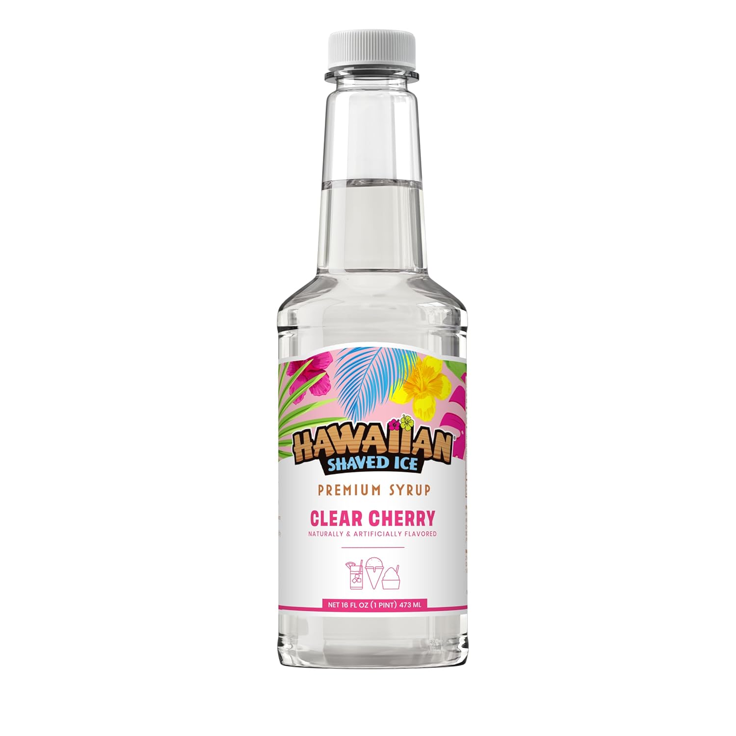 Hawaiian Shaved Ice Blue Raspberry Syrup - Made Nut Soy Dairy Free in the USA - Flavor Fluffy Shaved & Crunchy Snow Cone - Shelf Stable After Opening - Makes 8 Servings - 16 ounces