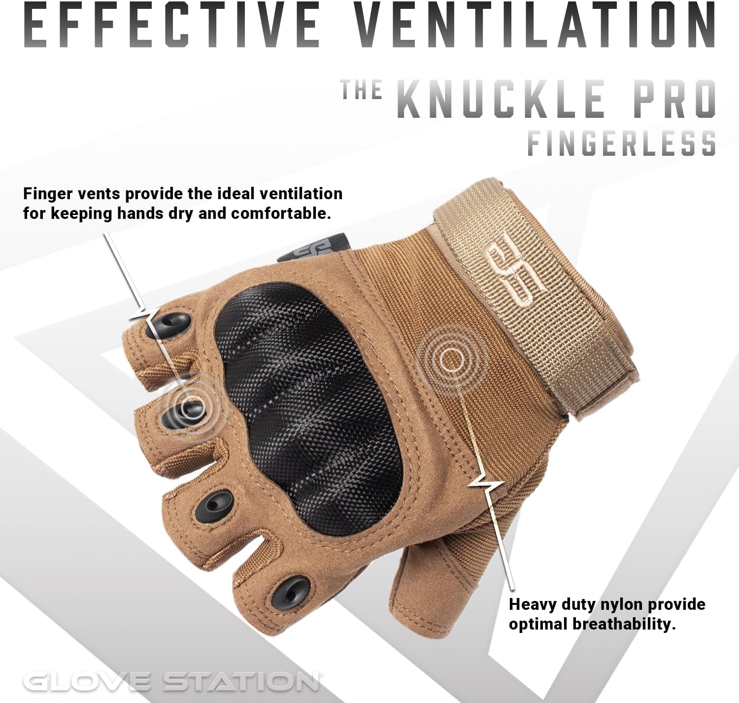 Glove Station Fingerless Knuckle Motorcycle Gloves, TACHK200