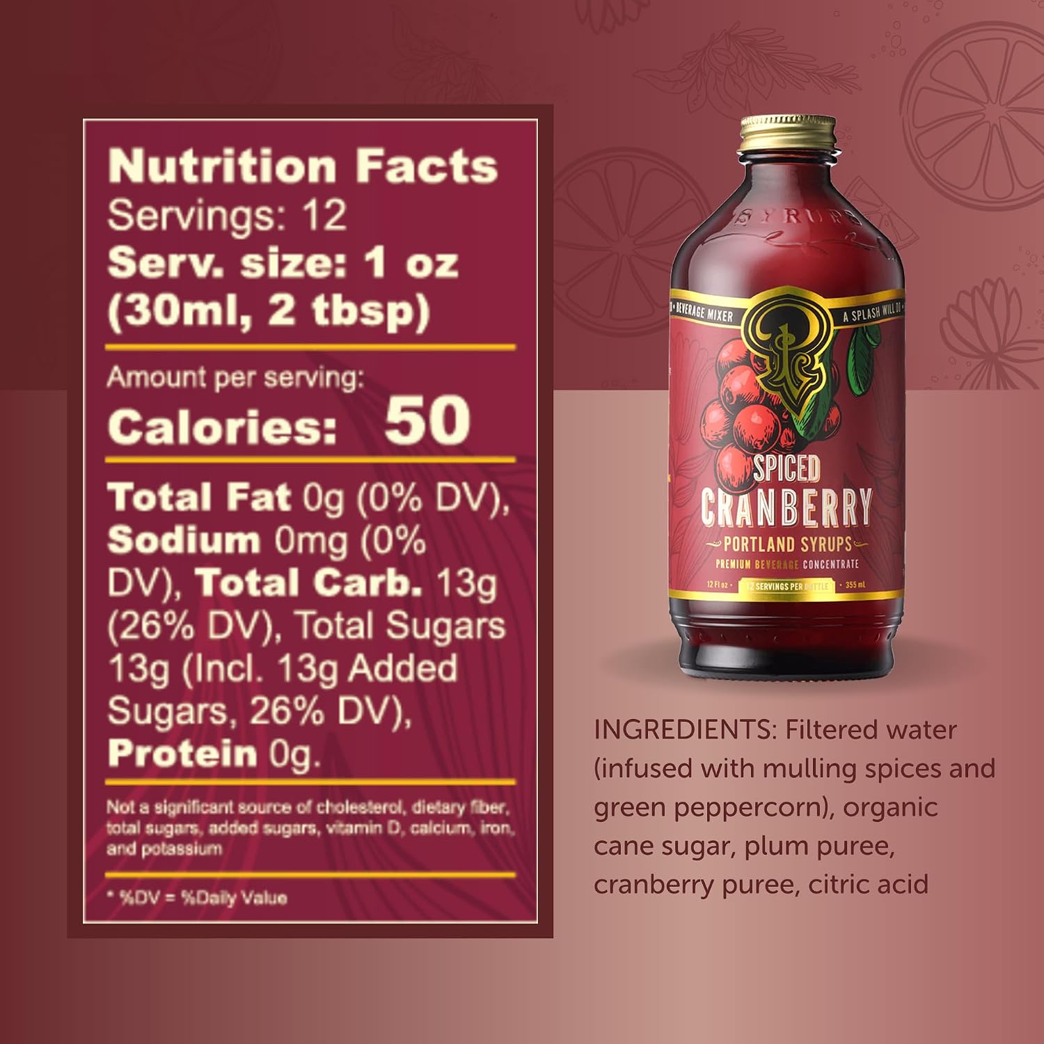 Portland Syrups Marionberry Syrup for Cocktails, 12 oz, 12 Servings