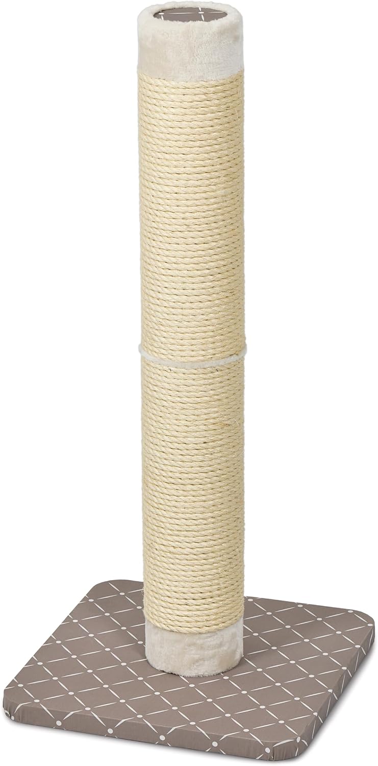MidWest Homes for Pets Feline Nuvo Grand Forte Scratching Post, 41 Inches Tall, Heavy-Duty Sisal Post with Wide Base, Thick Brown Faux Fur, for Large and Multi-Cat Households