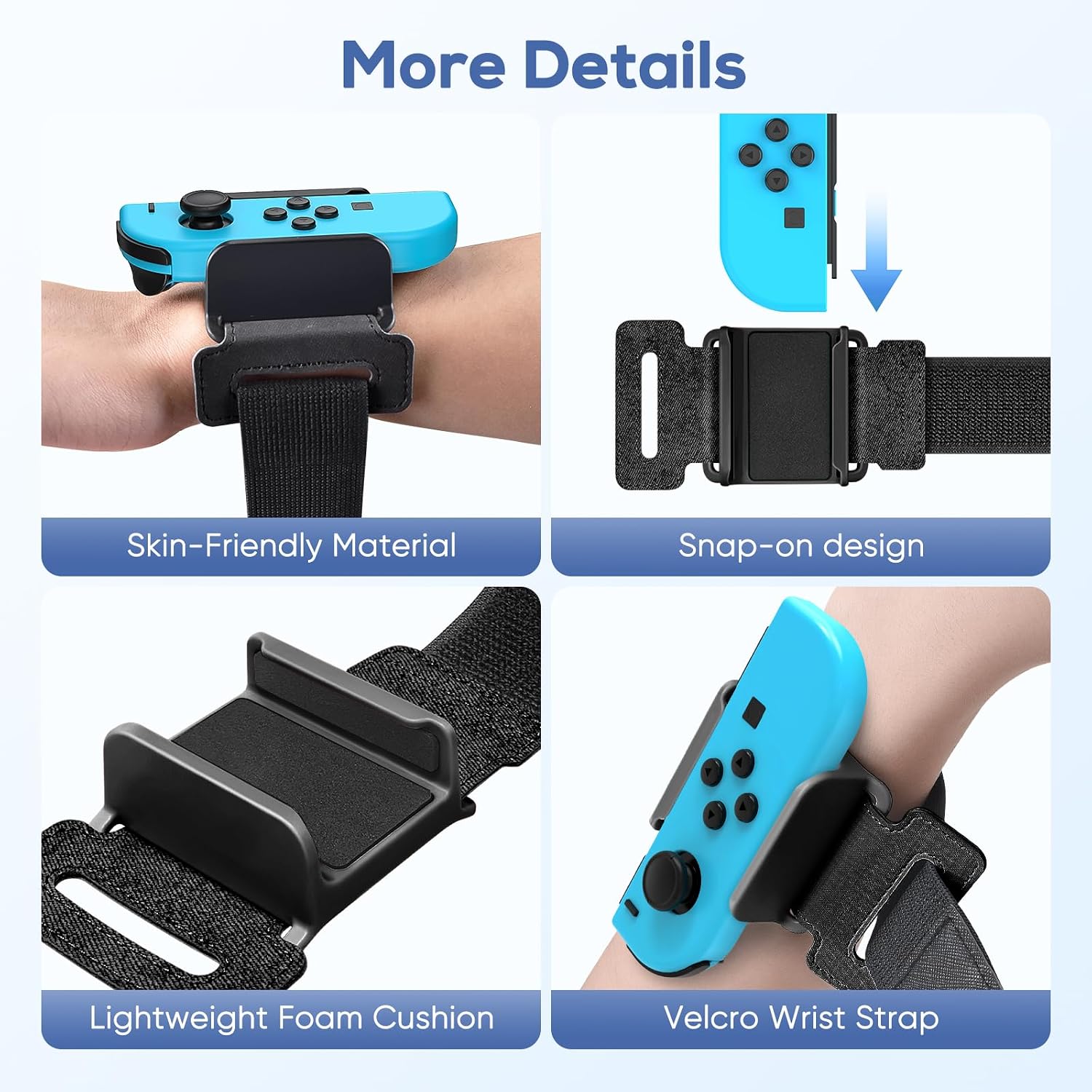 YUANHOT Adjustable Wrist Bands for Switch Joy-Con, Dance Workout, 2 Pack