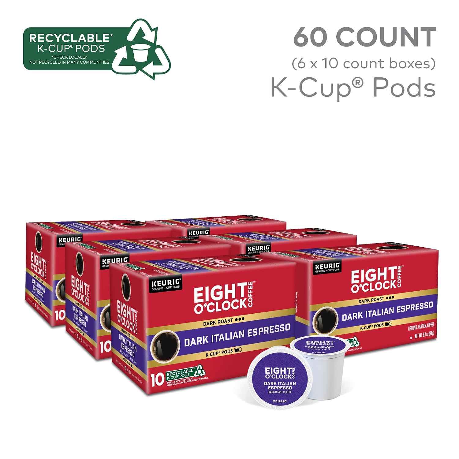 Eight O'Clock Coffee The Original, Single-Serve Keurig K-Cup Pods, Medium Roast Coffee Pods, 72 Count