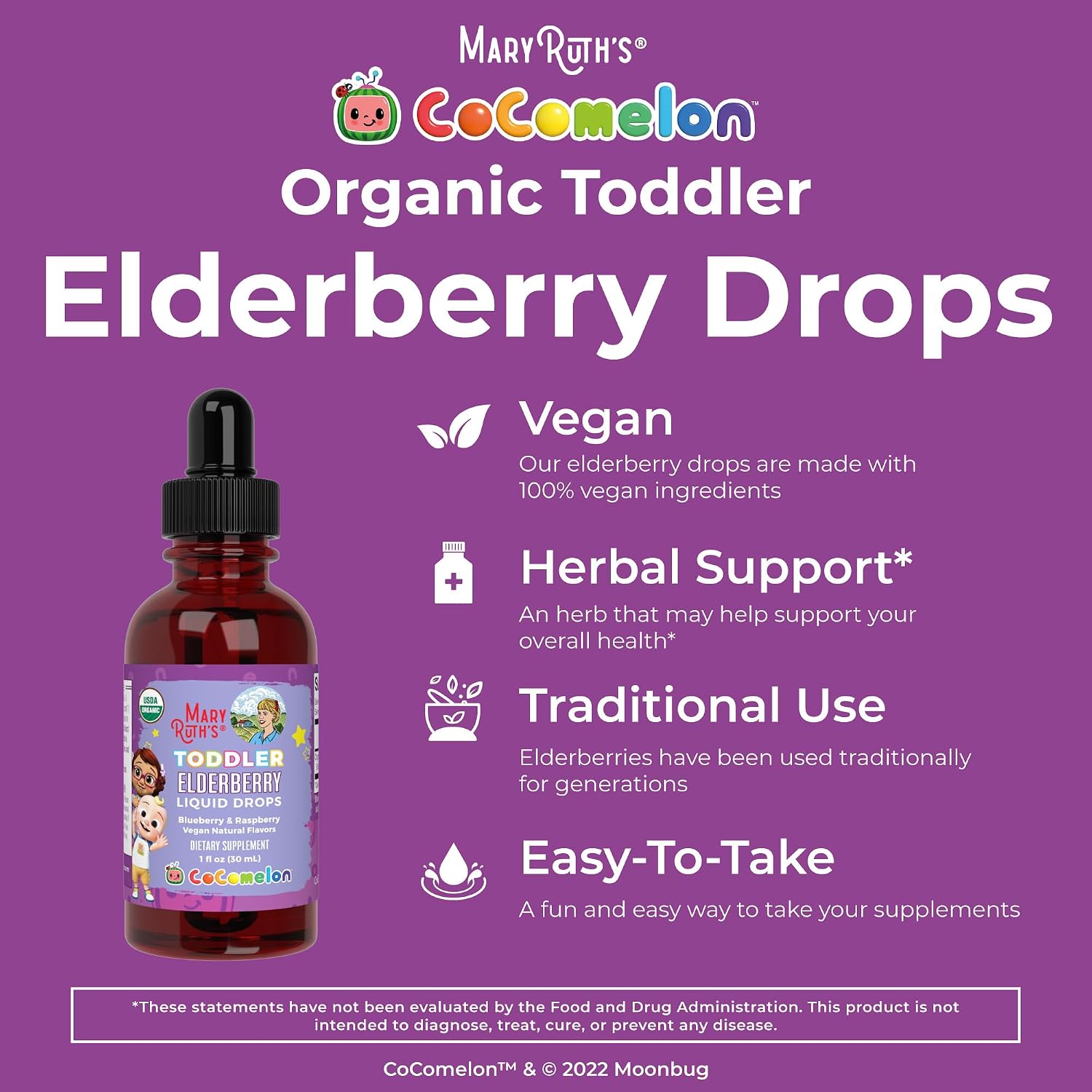 MARYRUTH'S Elderberry Liquid Drops for Adults & Kids, 1 oz, Immune Support | Immune Support, 150mg Elderberry Extract, USDA Organic, Sugar Free, Vegan