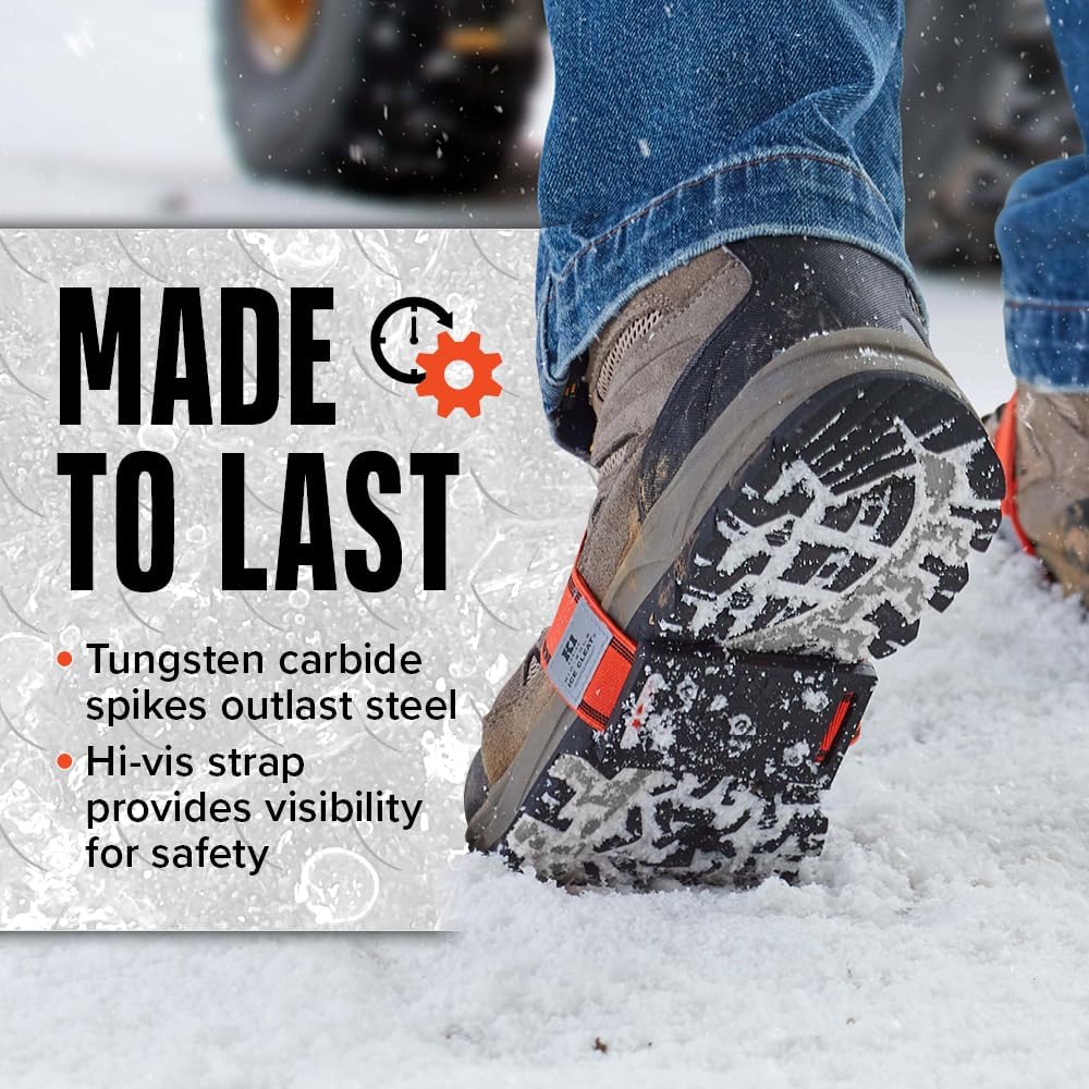 K1 Mid-Sole Ice Cleats for Men & Women - Rotatable Traction Aids For Winter Snow - Hi Vis - Low Profile
