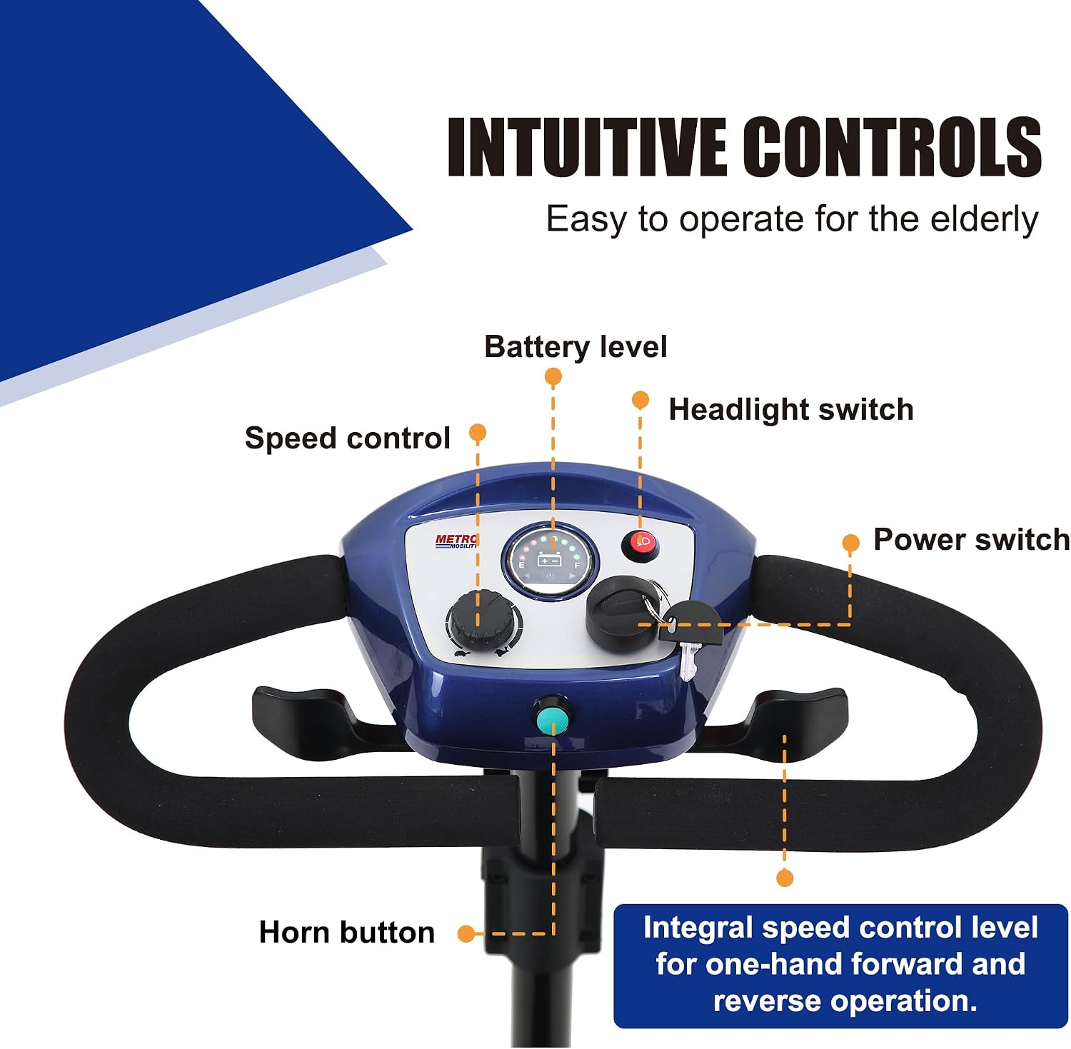 Metro Mobility 4 Wheel Foldable Mobility Scooter for Adults - 300 lbs Capacity Electric Mobility Scooters for Seniors - Long Range Power Extended