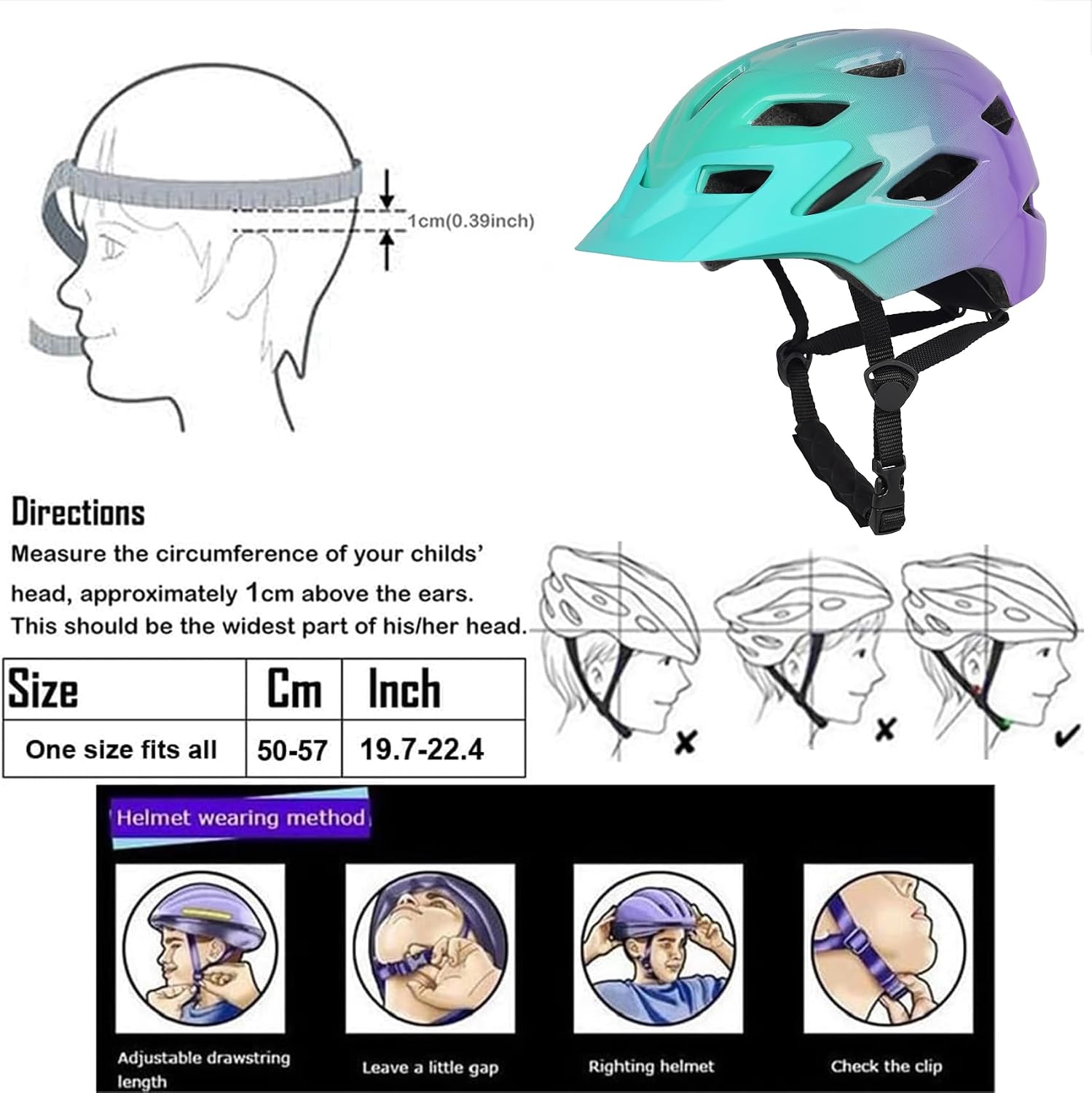 Kids Bike Helmet with LED Light for Youth Teen Toddler Boys Girls