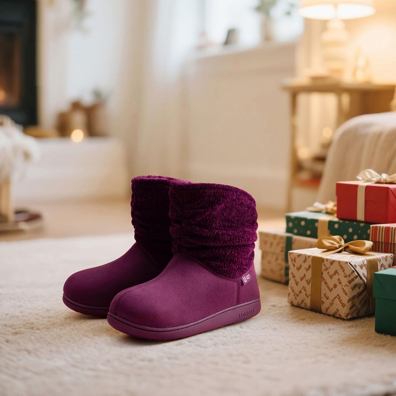 LongBay Slippers Boots for Women Warm Winter Fuzzy Bootie House Shoes Gifts