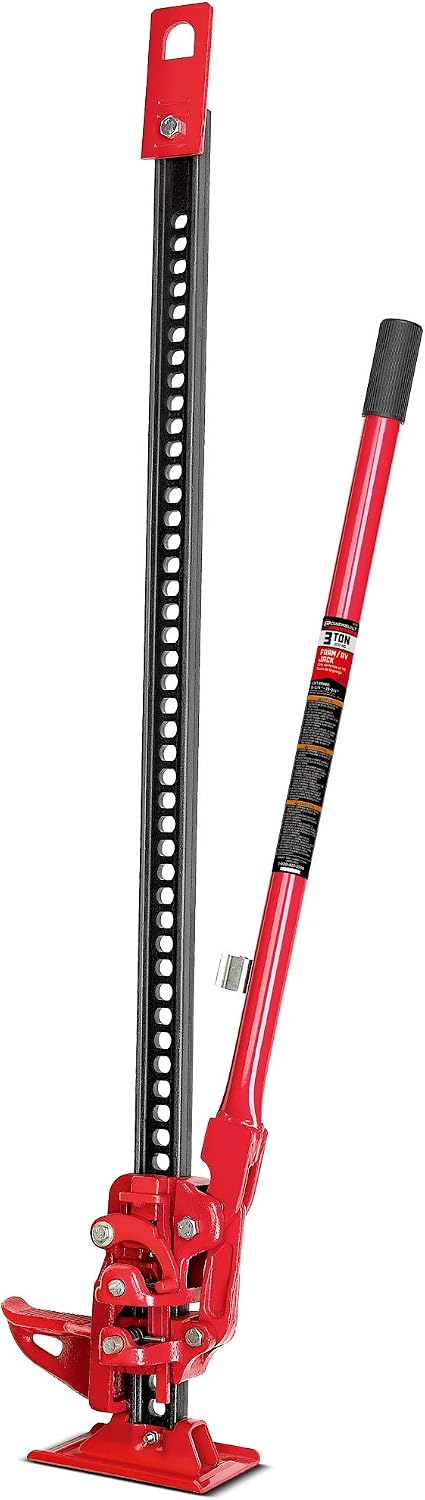 Powerbuilt 6 Piece Car Jack and Garage Creeper Service Set, 2 Ton Vehicle Lift, Jackstands, Folding Creeper, Wheel Chocks, Car Repair Garage Equipment - 640816, Large, Red