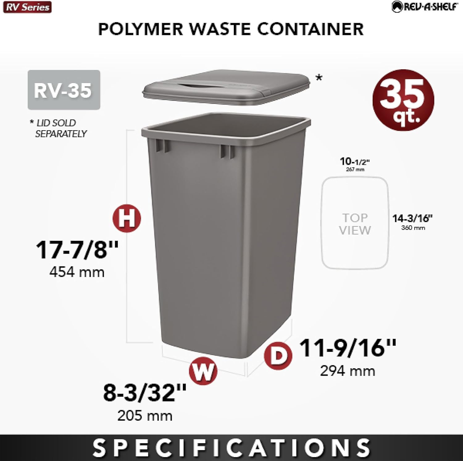 Rev-A-Shelf 35 qt. Polymer Replacement Waste Container (Champagne)