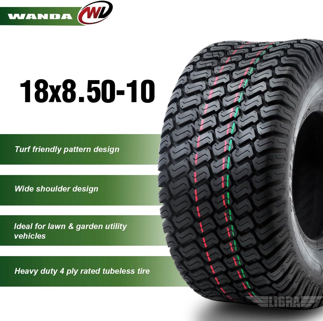WANDA Set 2 15x6-6 15x6.00-6 Lawn Mower Tractor Turf Tires15x6x6 P332-13016 | Riding Lawn Mover, Garden Tractor