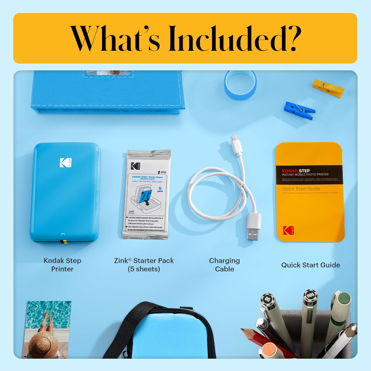 KODAK Step Instant Smartphone Photo Printer, Portable Mini Color Wireless Mobile Printer, Zink 2x3” (5.1x7.5 cm) Sticky-Back Photos