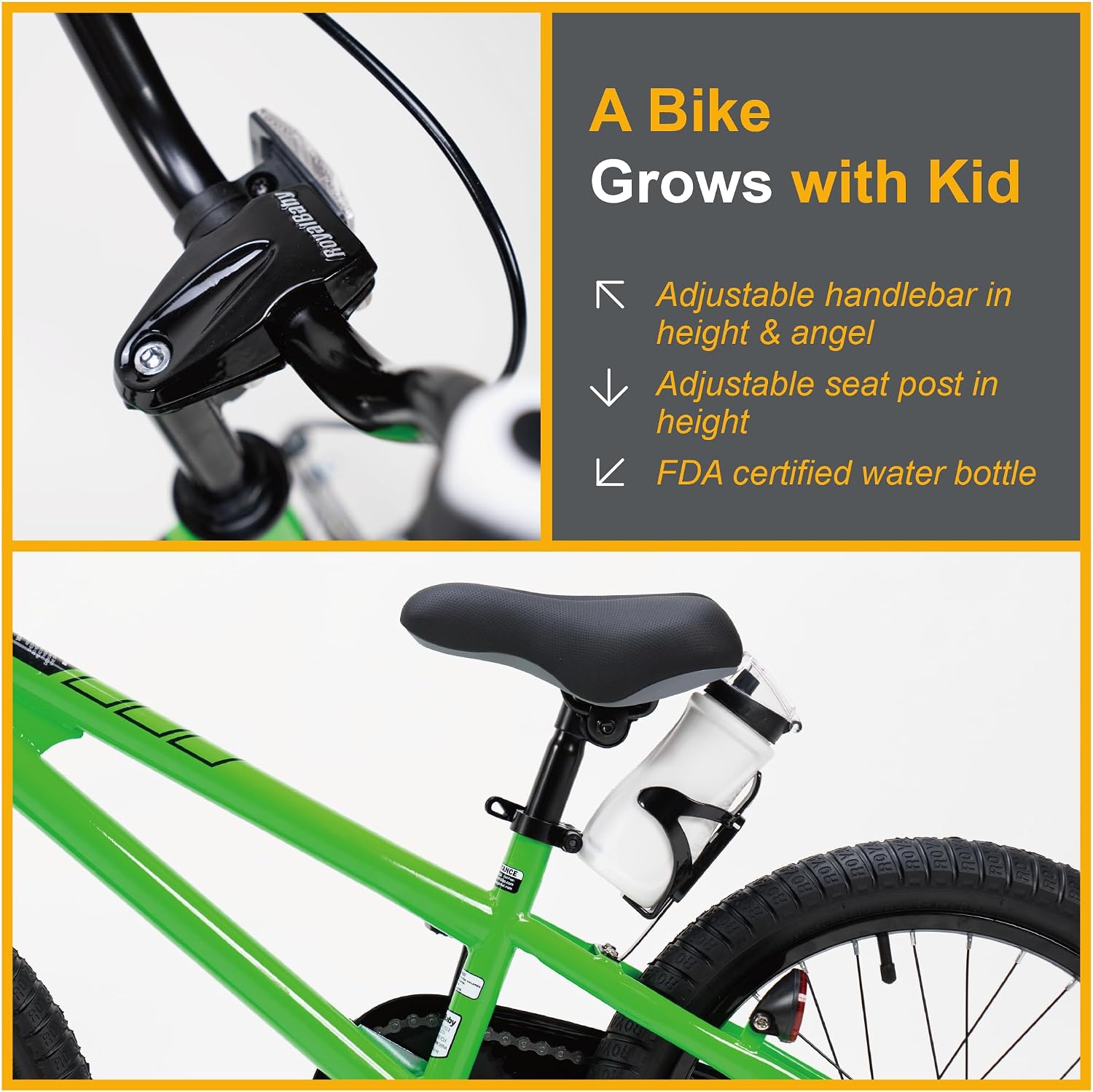 RoyalBaby Freestyle Kids Bike 12 14 16 Inch with Training Wheels, 18 Inch with Kickstand, Bicycle for Ages 3-10 Years Boys Girls