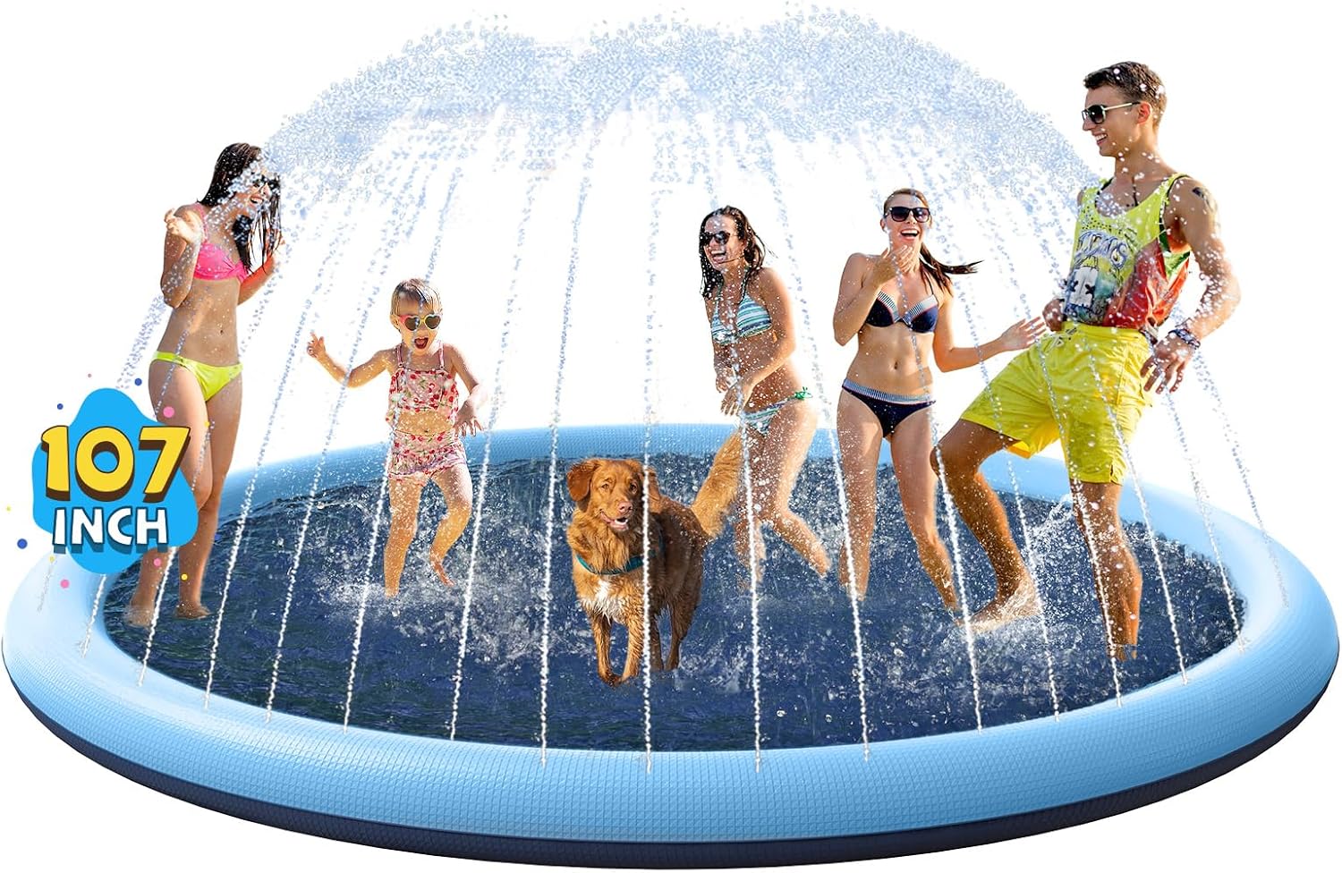 VISTOP 67" Non-Slip Splash Pad for Kids and Dogs, Thickened Sprinkler Pool for Toddlers, Outdoor Backyard Water Toys, Fun Fountain Play Mat for Babies
