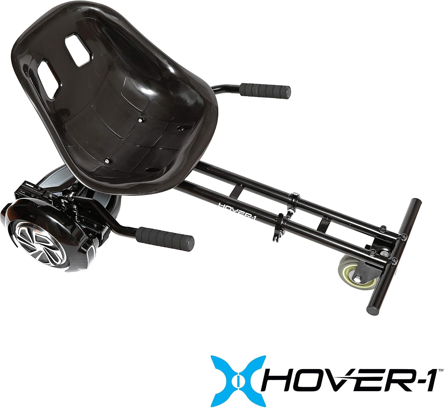 Hover-1 Buggy Hoverboard Attachment - Compatible with Most 6.5" & 8" Electric Hoverboards, Hand-Operated Rear Wheel Control, Adjustable Frame & Straps