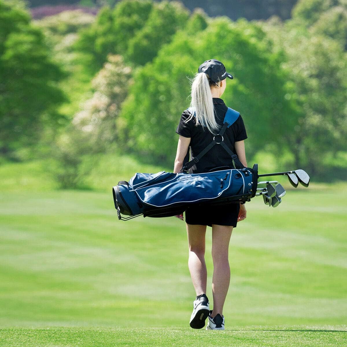 Tangkula Golf Stand Bag, Lightweight Organized Golf Bag, Easy Carry Shoulder Bag with 4 Way Dividers and 4 Pockets for Extra Storage