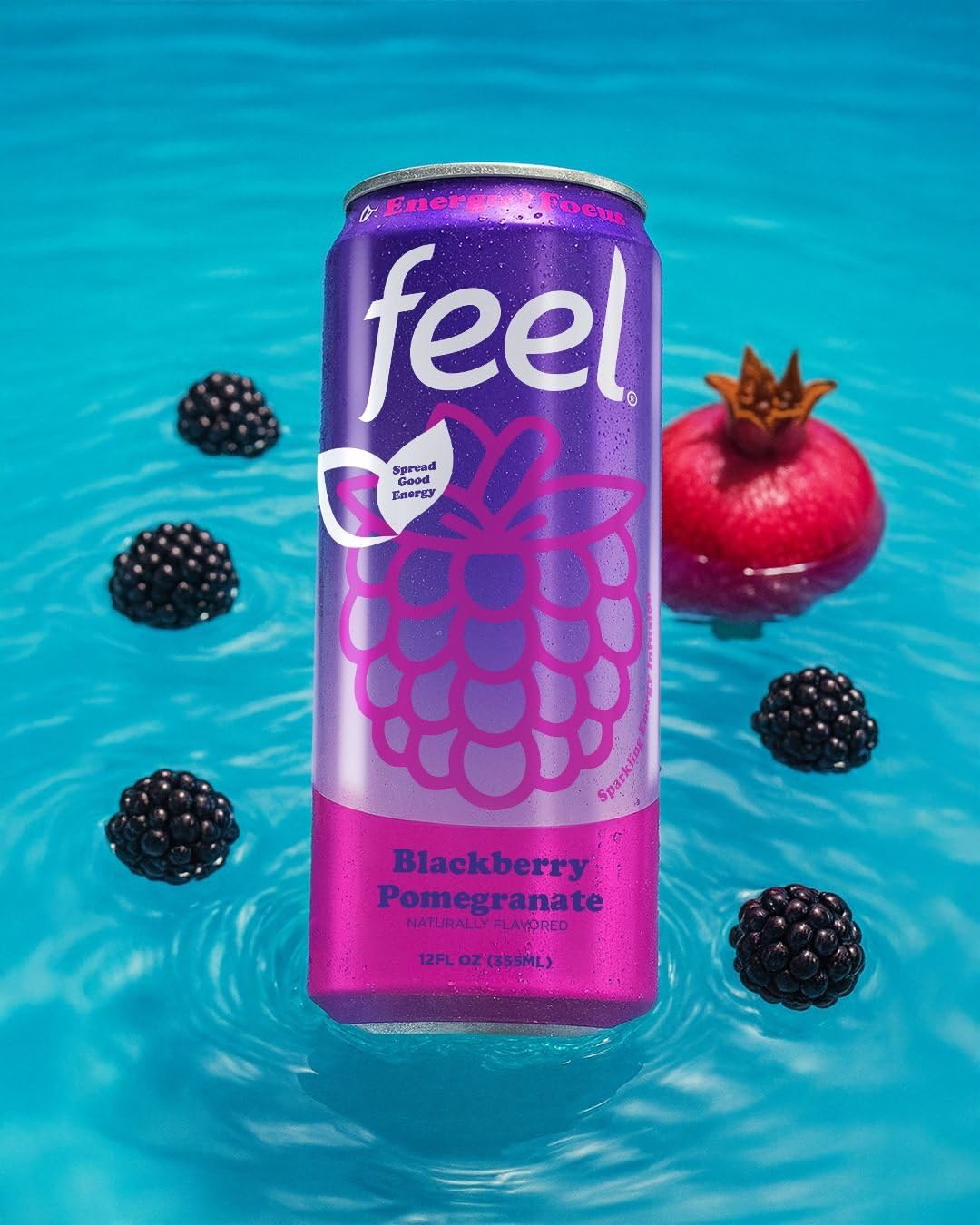 FEEL Variety Pack – Zero Sugar Sparkling Energy Drink – 3 Flavor Assortment, 140mg Plant-Based Caffeine from Green Coffee Beans + L-Theanine – Vitamin C, Vegan, Non-GMO – 12 Pack (12 Fl Oz Cans)
