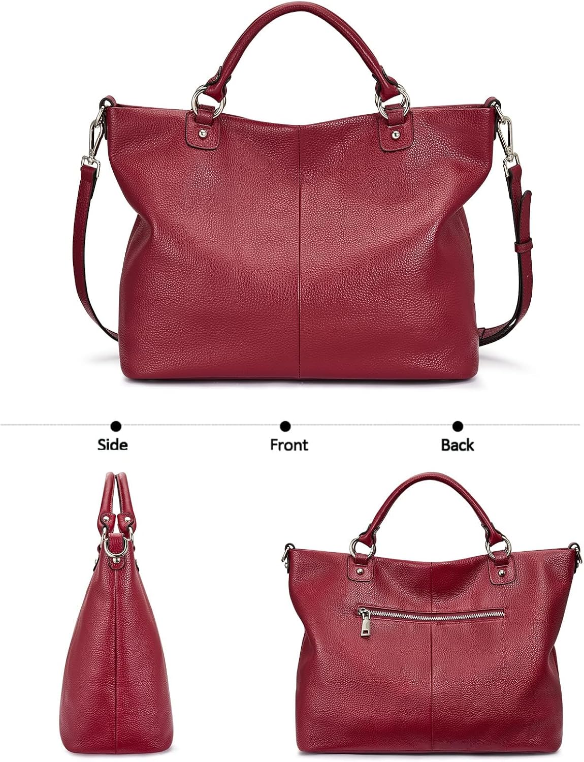 Kattee Genuine Leather Tote Purse for Women, Top Handle Satchel | Soft genuine leather tote with roomy storage and versatile carry for work, shopping, and travel.