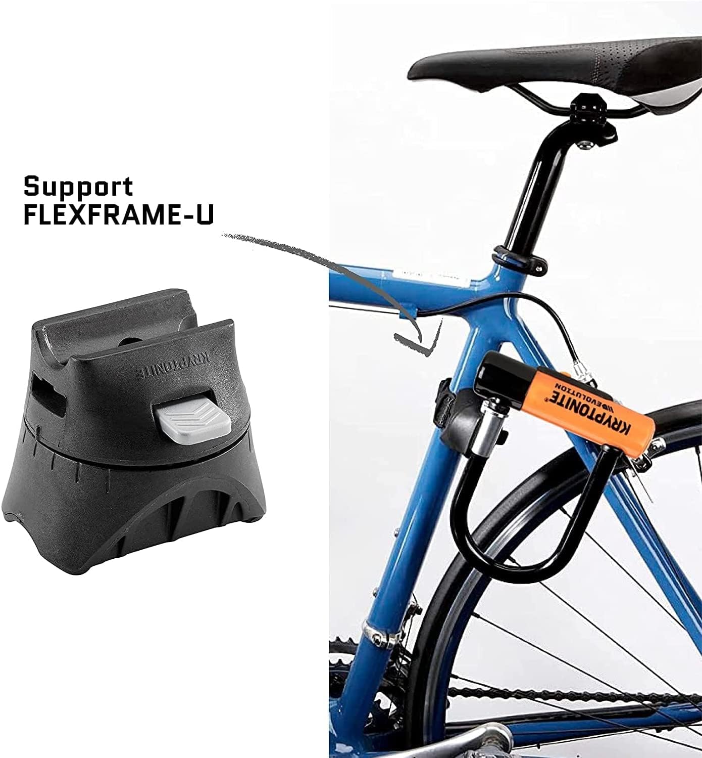 Kryptonite Evolution Standard Bike U-Lock, 14mm Steel Shackle & 3 Keys | High-Security 4x9 in Bicycle Lock with FlexFrame-U Mounting Bracket, Double Deadbolt Design and Pick Resistant Cylinder