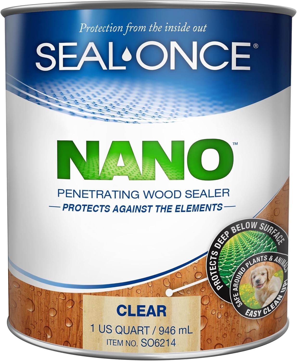 Seal-Once Nano Clear Penetrating Wood Sealer - Premium Waterproof Sealant (Quart)