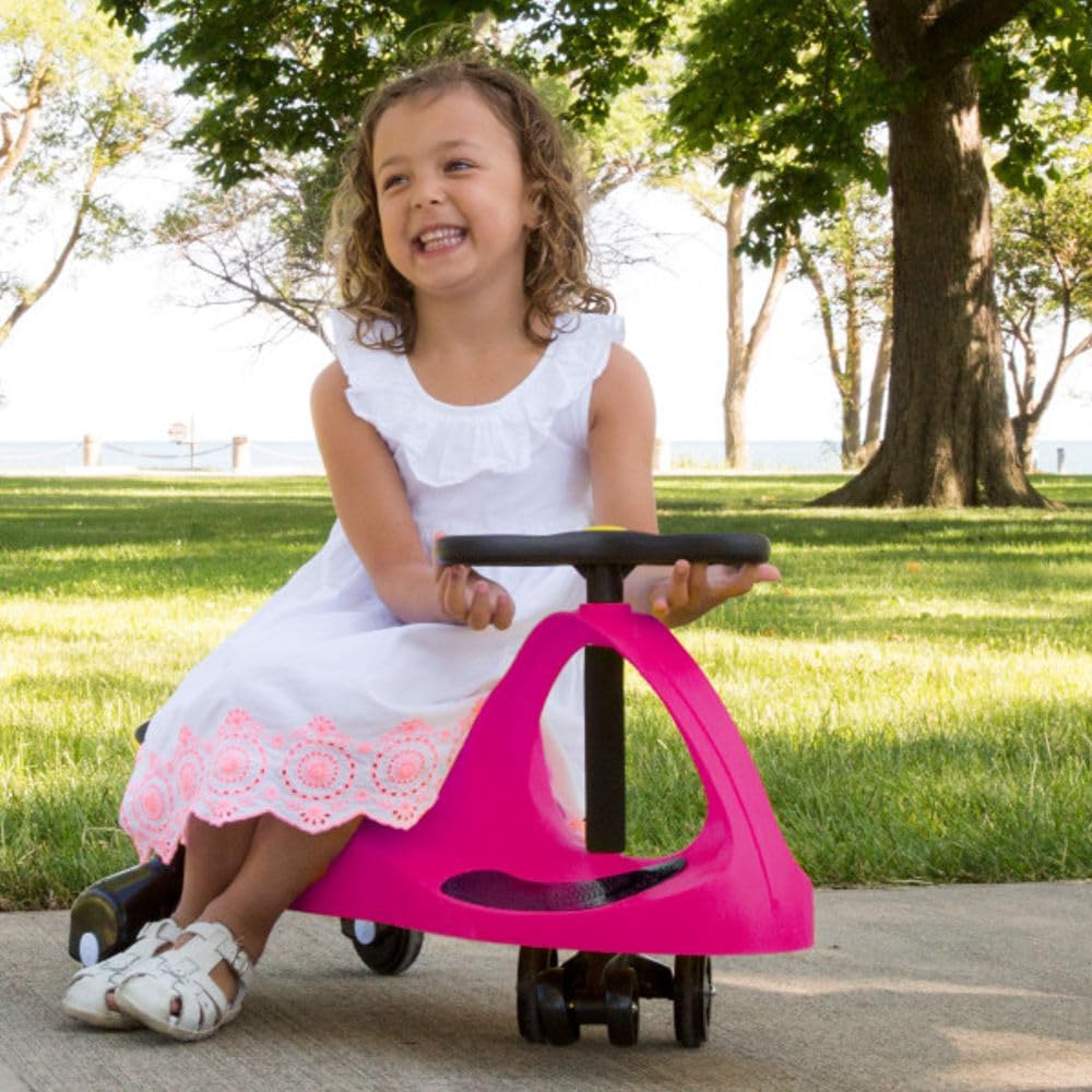 Wiggle Car Ride On Toy - No Batteries, Gears or Pedals - Twist, Swivel, Go - Outdoor Ride Ons for Kids 3 Years and Up by Lil' Rider (Hot Pink and Black)